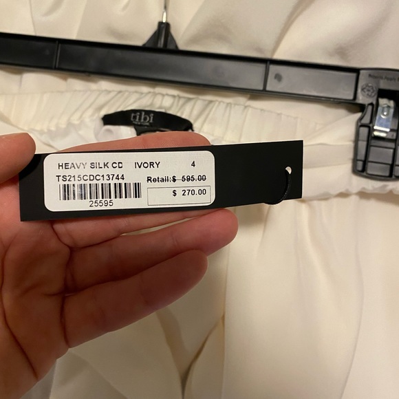 Tibi heavy silk ivory silk off shoulder midi dress - Picture 2 of 6